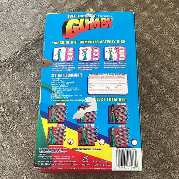 Vintage 1996 Gumby Disguise Kit - Cowboy & Clown Kit New in the Box - Picture 3 of 8